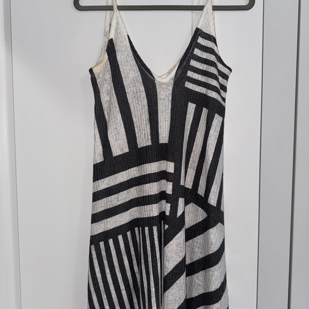 Gray and White Striped Dress